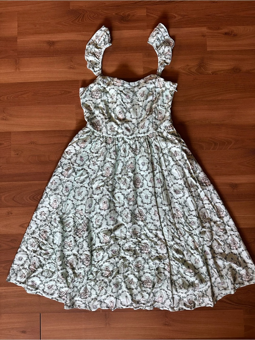 🆕 Disney The Little Mermaid 🧜🏻‍♀️ Mint Floral Midi Tank Dress
